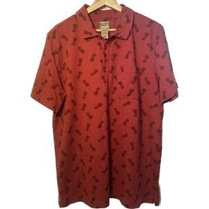 Scandia Woods Shirt Mens Large Red Black Pineapples Polo Vacation Golf Casual